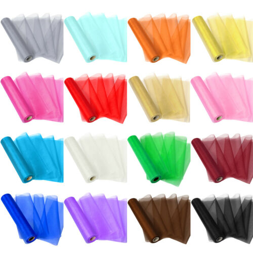 28 Yards Organza Tulle Roll Fabric Chair Bow Sashes Table Runner Wedding Party