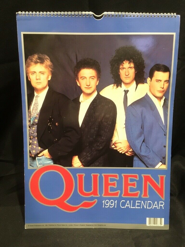 Queen The Official 1991 Uk Calendar Queen Productions Large 12x17
