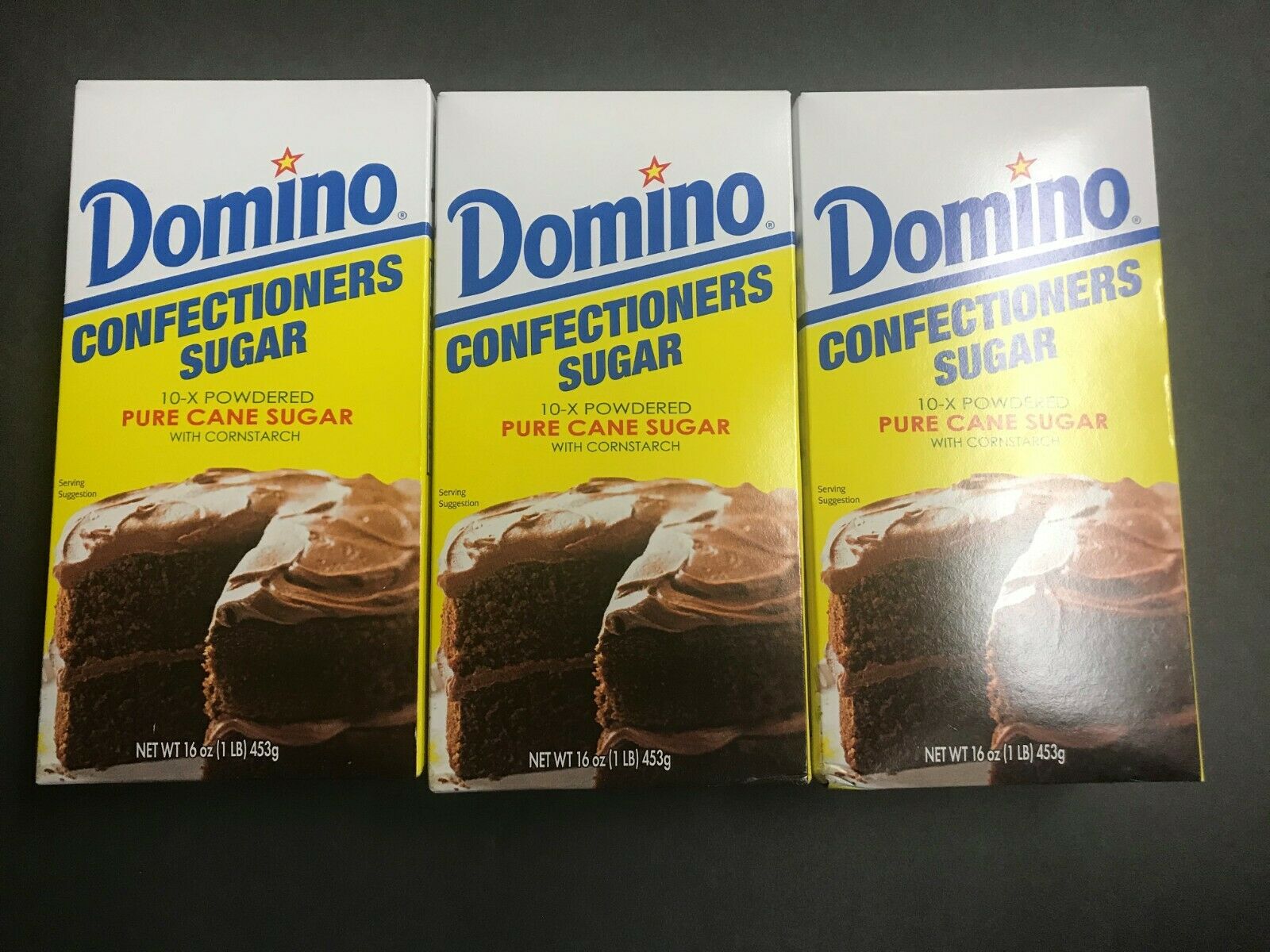 Domino Confectioners Sugar- Pure Cane Sugar 1 Lb Pack- With Cornstarch-lot Of 3