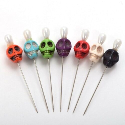 7pcs Skull Head Pattern Pins Evil Voodoo Curse Needles Voodoo Doll Accessory