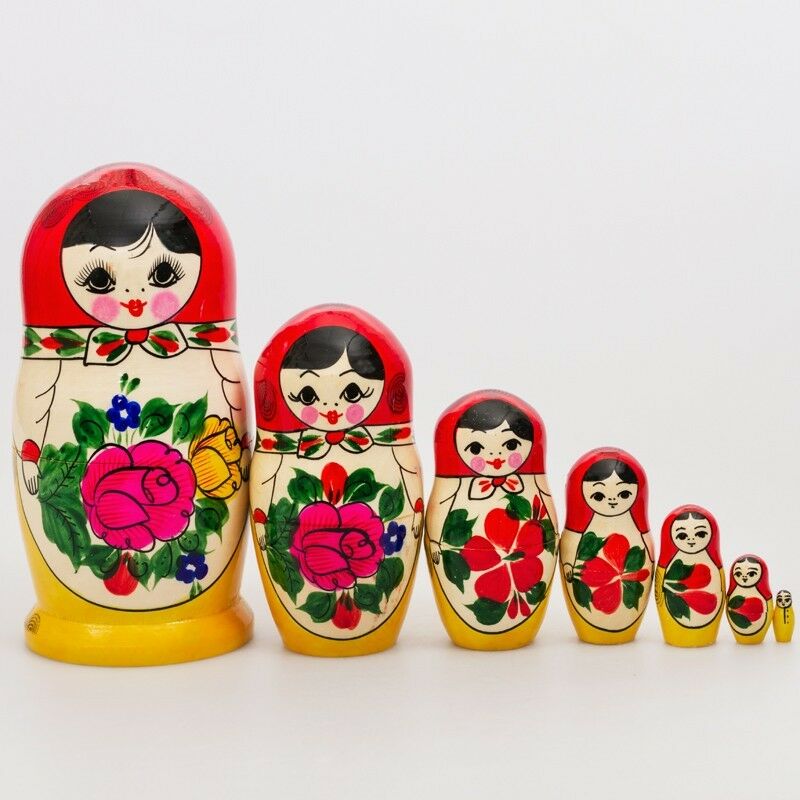 Russian Semenov Nesting Doll Matryoshka 7 Pcs. Hand Painted In Russia 6.5'' Sale
