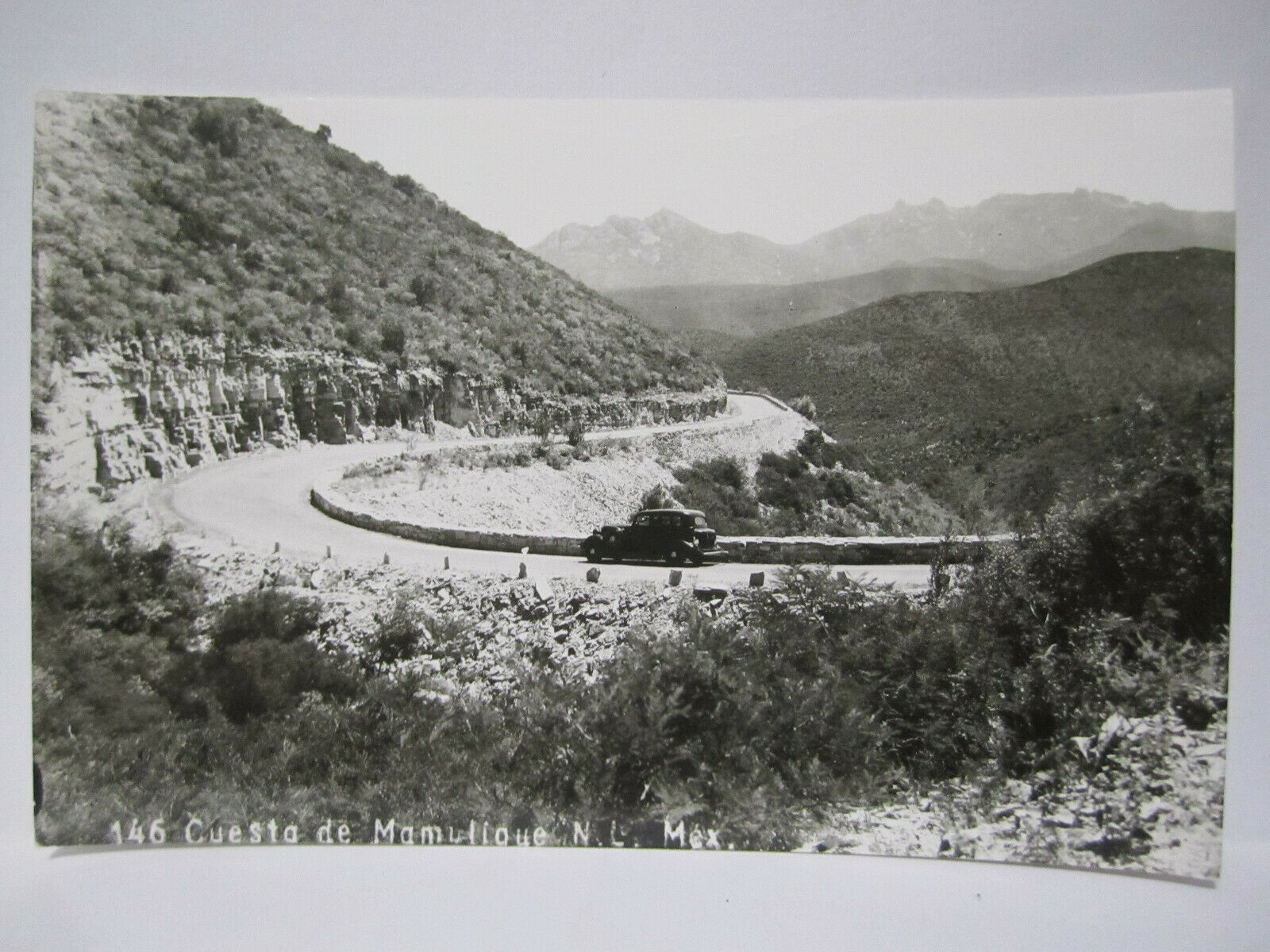 Mountain Highway Bend Real Photo Postcard Mamulique Mexico 1940s Rppc