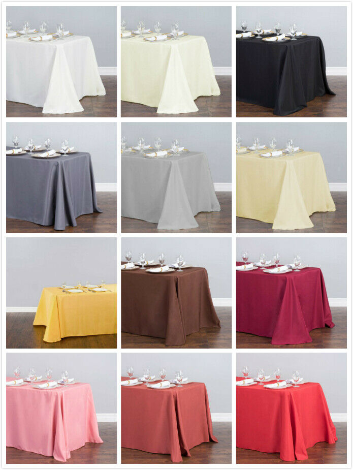 1/10 Pcs 90 X 132 In. Polyester Rectangular Linen Tablecloth Wedding Event Party