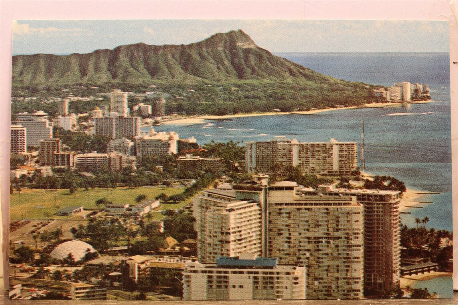 Hawaii Hi Waikiki Beach Diamond Head Ilikai Postcard Old Vintage Card View Post