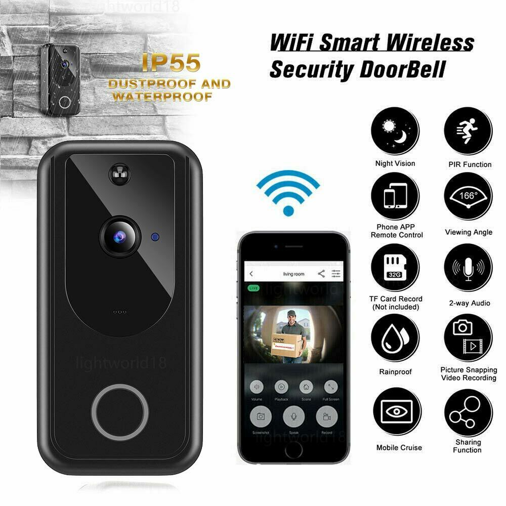 Wireless Smart Wifi Door Bell Ir Video Visual Camera Intercom Home Security Usa