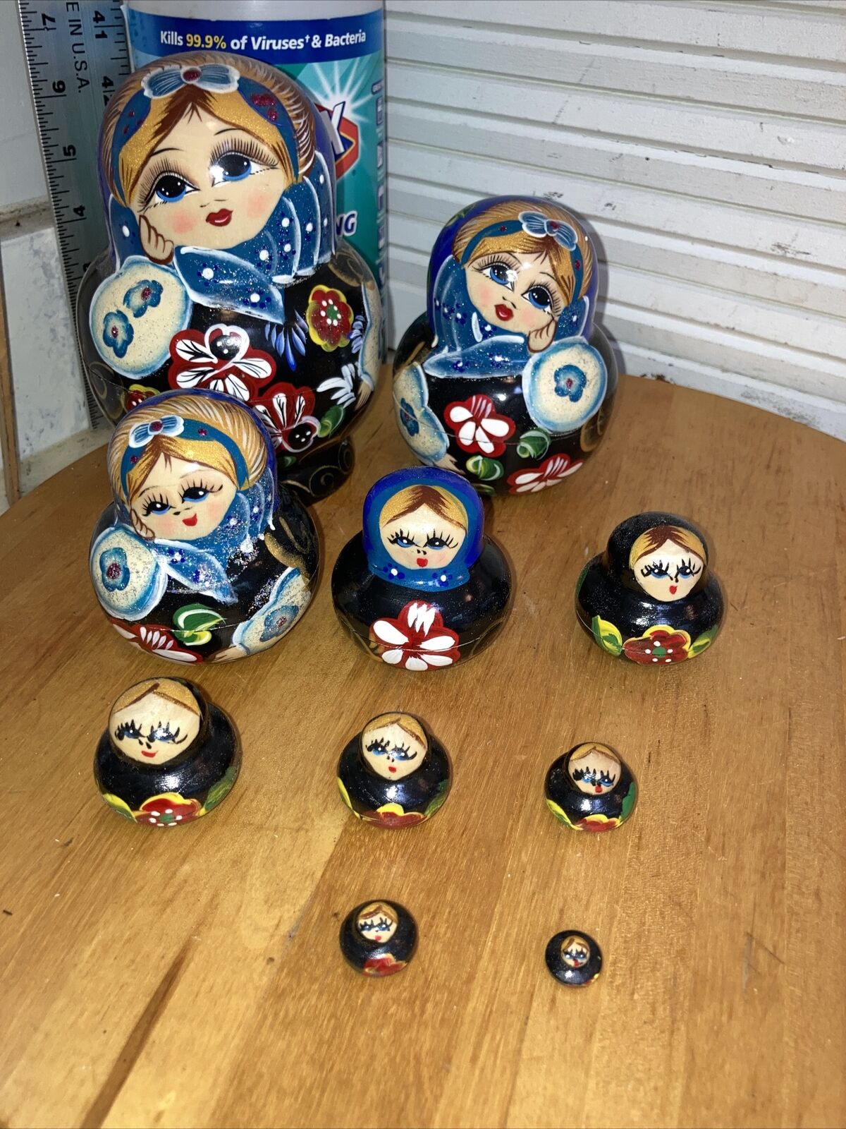 Russian Nesting Doll - 7" - Beauty - 10 Pieces Hand Made Blue Nice Matryoshka