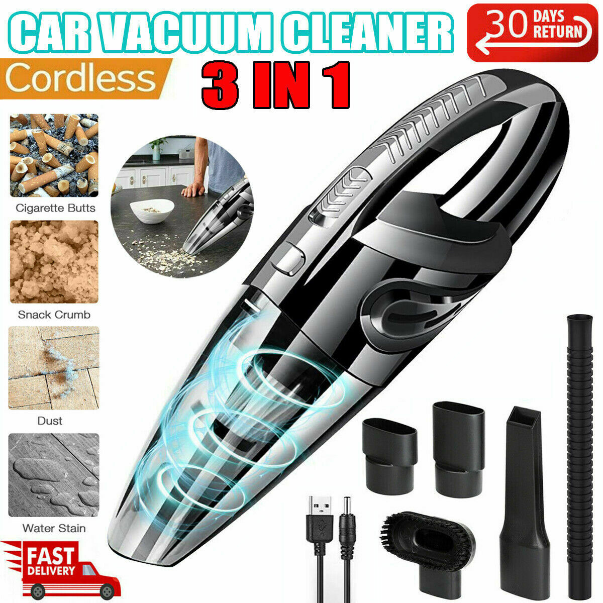 Cordless Hand Held Vacuum Cleaner Wet&dry Strong Suction Portable For Car Home